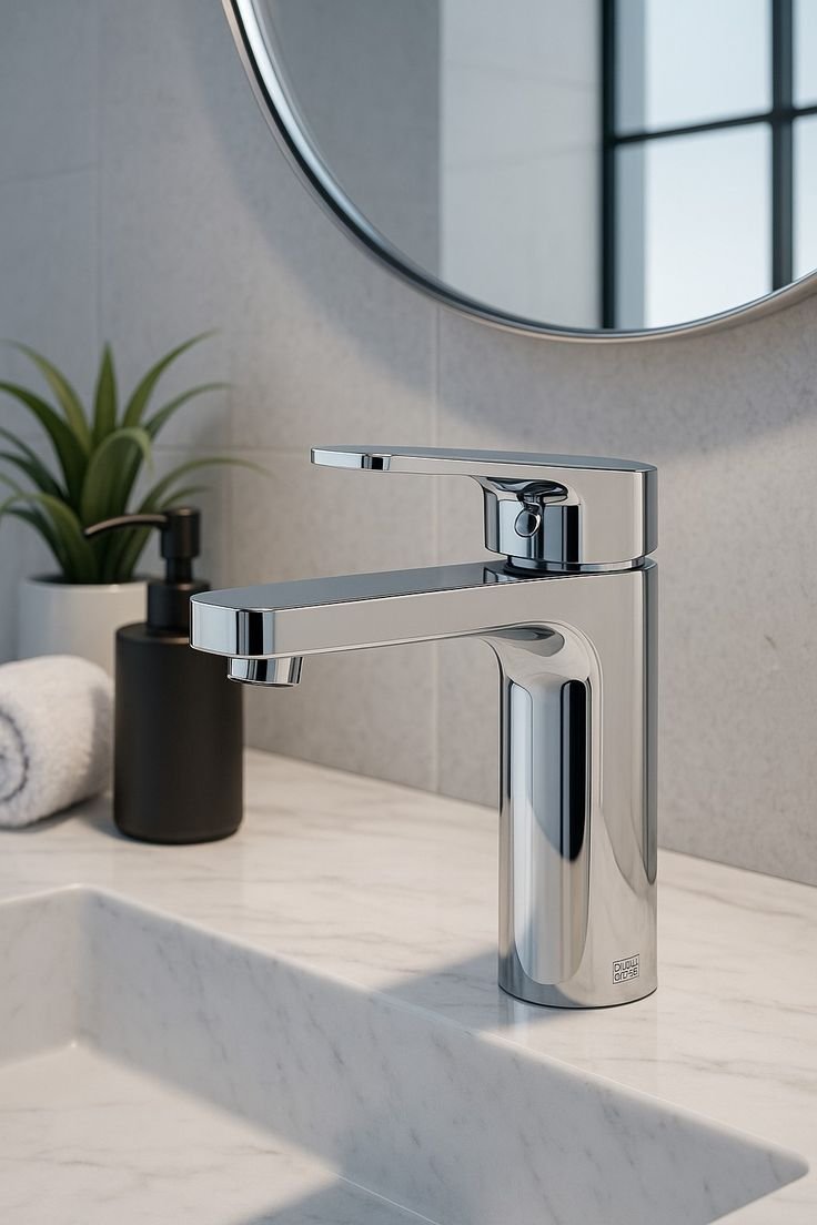 Designer basin tap installed in a Newcastle bathroom